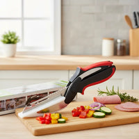 6-In-1 Upgraded Kitchen Scissors with Cutting Board (Gen 2) – Stainless Steel Food Shears with Safety Lock, Multipurpose Cutter for Meat, Vegetables, Cheese & Fruit