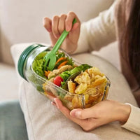 Salad Pod, Vertical Layering Salad Pod Built Plastic Salad Storage Jar, Food-Grade Bpa-Free, Sealed Leak-Proof, Transparent Jar